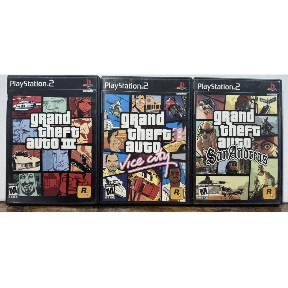 GTA PS2 PlayStation 2 Grand Theft Auto 3, Vice City, San Andreas  Bundle Trilogy